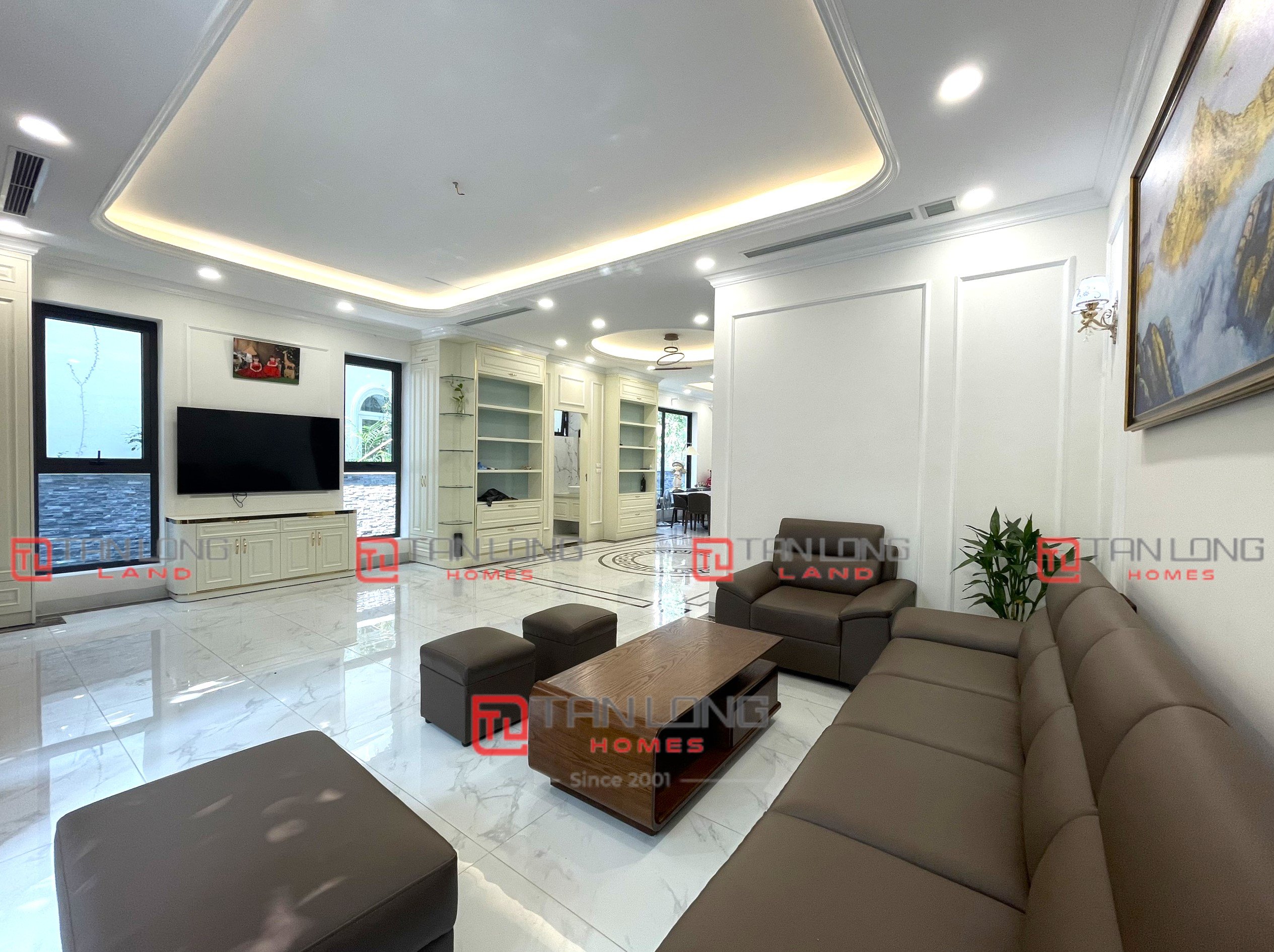 Cho thuê biệt thự song lập view sông 200m2 full đồ tiểu khu Hoa Lan 